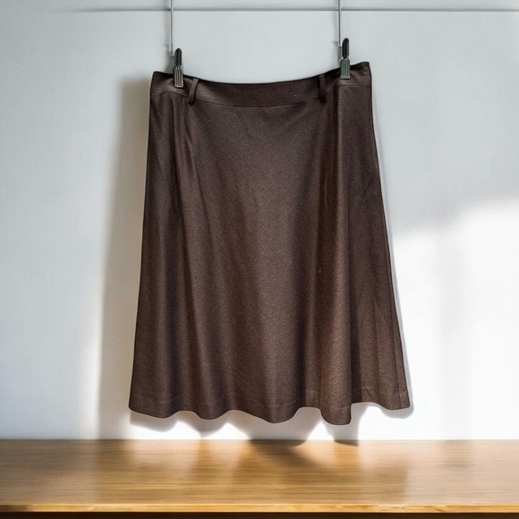 🌻Talbots Petites Chocolate Brown Wool Blend Stretch Fabric Midi Skirt Size 12P - Picture 1 of 5